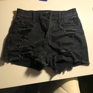 Black Ripped Jean shorts. Size 25